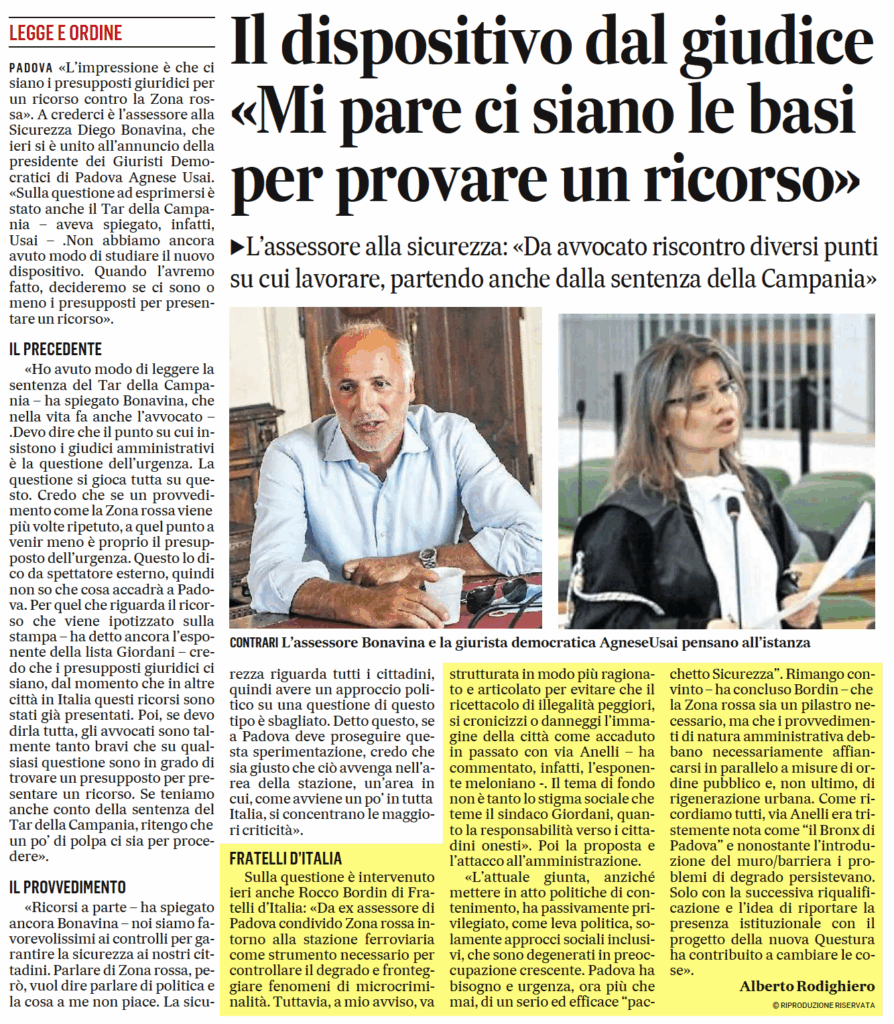 Zona Rossa Bordin Rassegna Stampa 19 09 25 G1