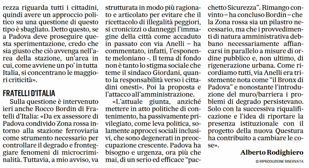 Zona Rossa Bordin Rassegna Stampa 19 09 25 G2 1