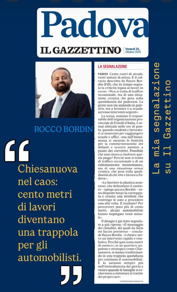 La mia segnalazione riportata oggi sul Gazzettino. Chiesanuova nel caos: cento metri di lavori diventano una trappola per gli automobilisti. Chiesanuova nel caos: cento metri di lavori diventano una trappola per gli automobilisti. rocco bordin